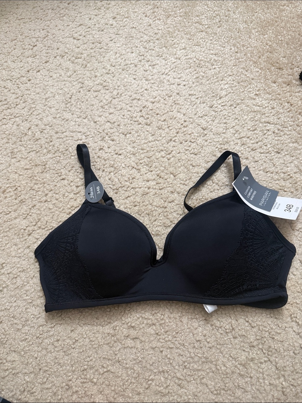 Everyday Black Wireless Lace-Trim Bra